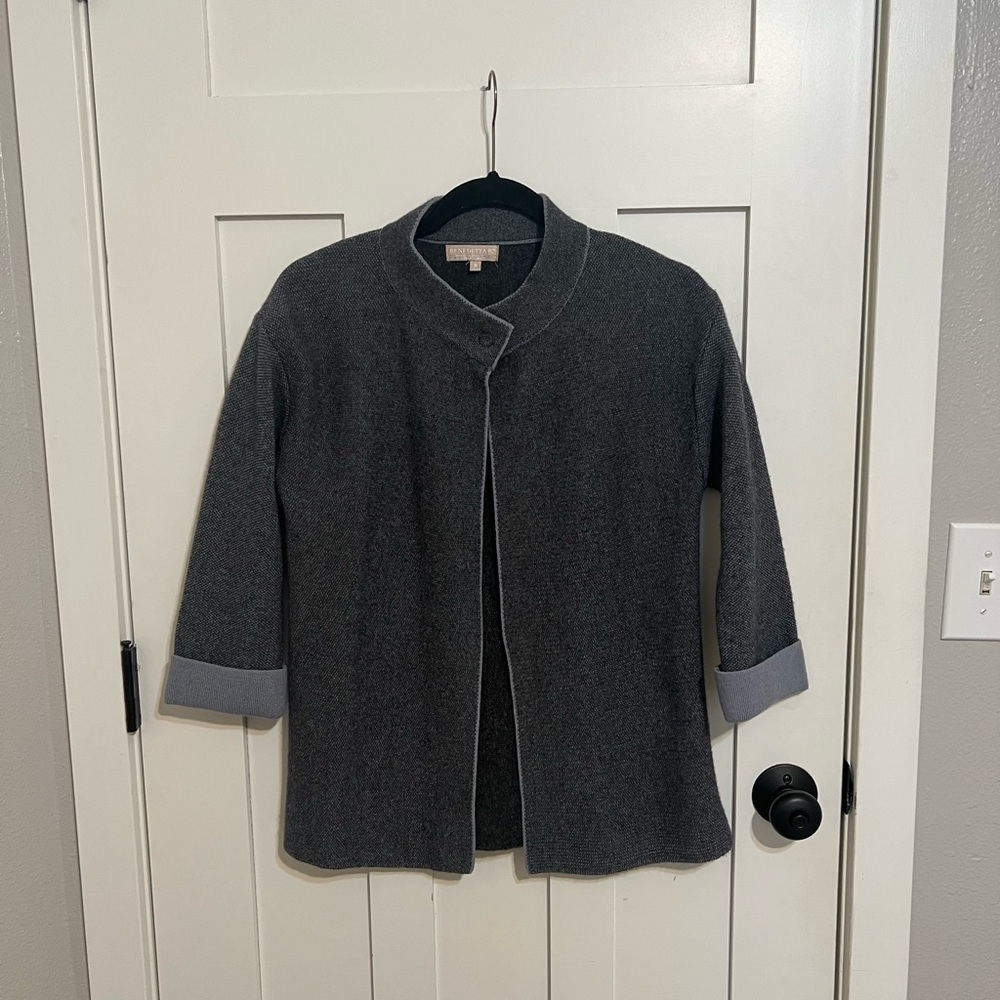 Bendetta B. Merino Wool Cashmere Blend Neck Closure Open Cardigan Made in Italy
